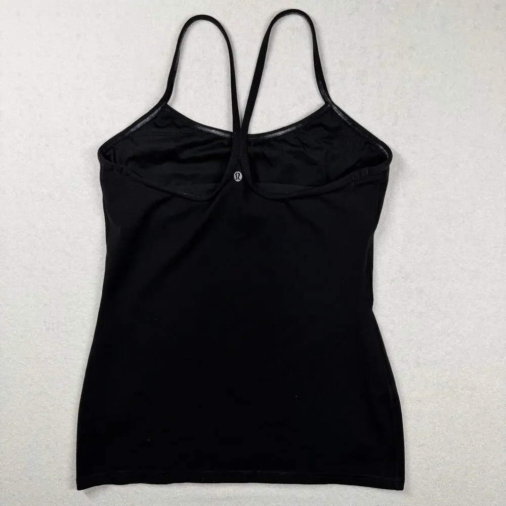 Lululemon Power Y Tank Black Women’s Size 10 Built In Bra Racerback Yoga